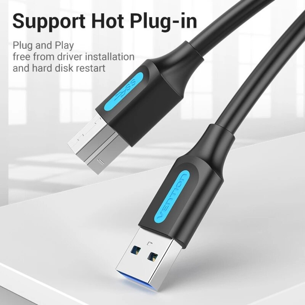 Vention USB Printer Cable USB 3.0 Type A Male to B Male USB Cable Scanner Printer Cord - 0.5M - Image 2