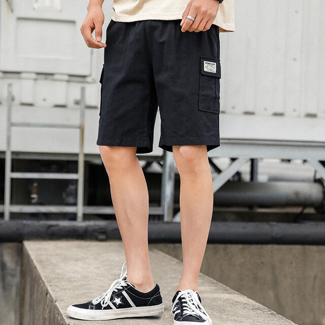 Pants Men's Trend Season Thin Section Casual Loose Sports Five Points Pants Pants Shorts Beach Pants - L Khaki - Image 2