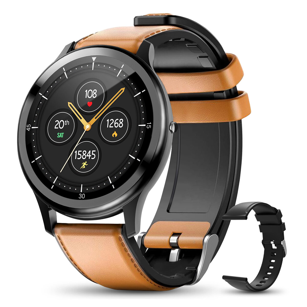 ELEGIANT C530 1.3 inch Full Touch Screen Heart Rate Sleep Monitor 25 Days Standby IP68 Waterproof Smart Watch