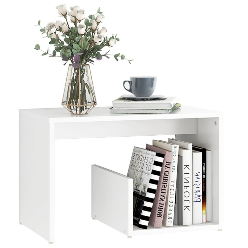 Side Table Coffee Table Storage Cabinet Small and Exquisite White 23.2"x14.2"x15" - Image 2