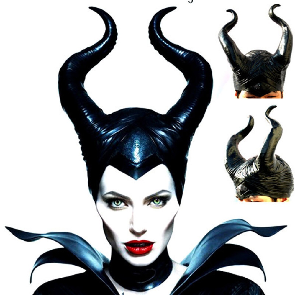 Costume Queen Horns Hat Magic Black Queen Witch Headgear  Masquerade Party Props