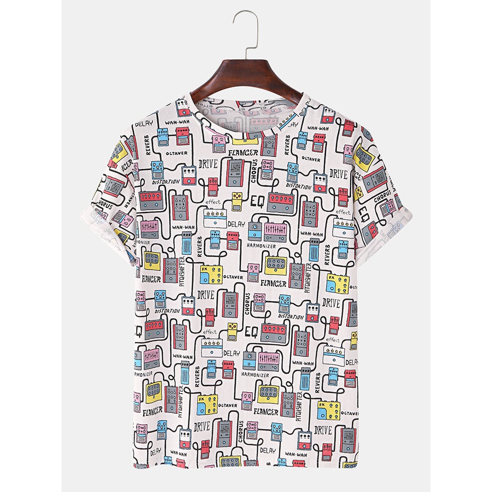 Mens Funny Digital Product Print Casual Crew Neck Short Sleeve T-Shirts - Blue XL