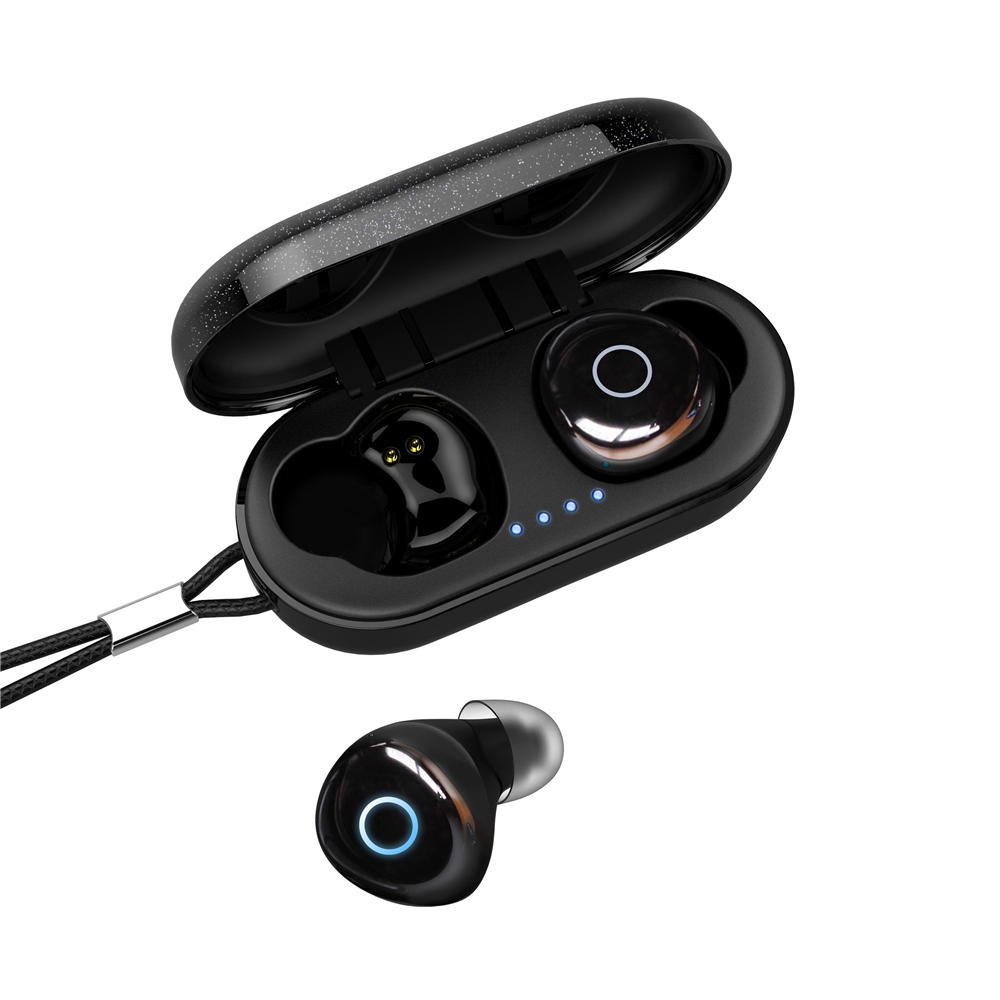 Ovevo Q65 Pro TWS bluetooth 5.0 Earphone Smart Touch IPX7 Waterproof Bilateral Call Stereo Headphone with Charging Box - Black - Image 2