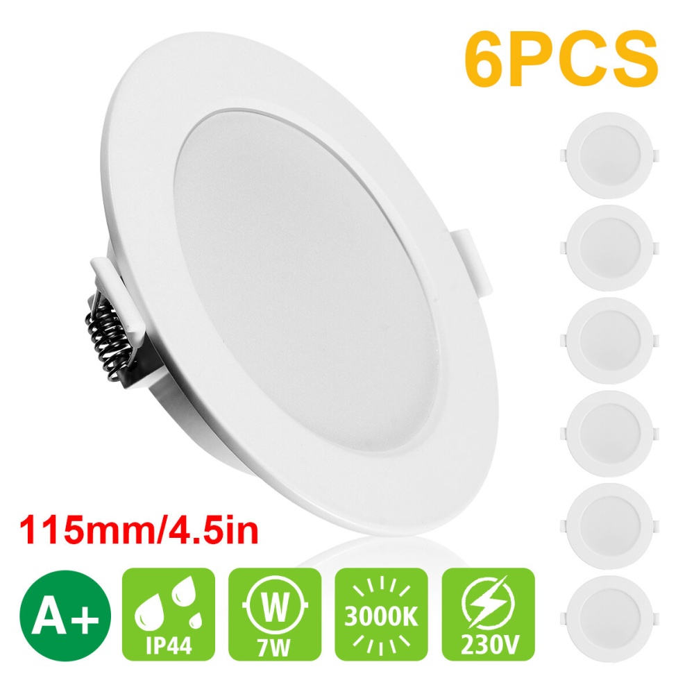 KINGSO 6pcs Pack LED Recessed Ceiling Spotlights Ultra-Thin IP44 7W 230V 90-120mm Warm White 3000K Beam Angle 120° Spotlight Downlight Lighting for B - Image 2