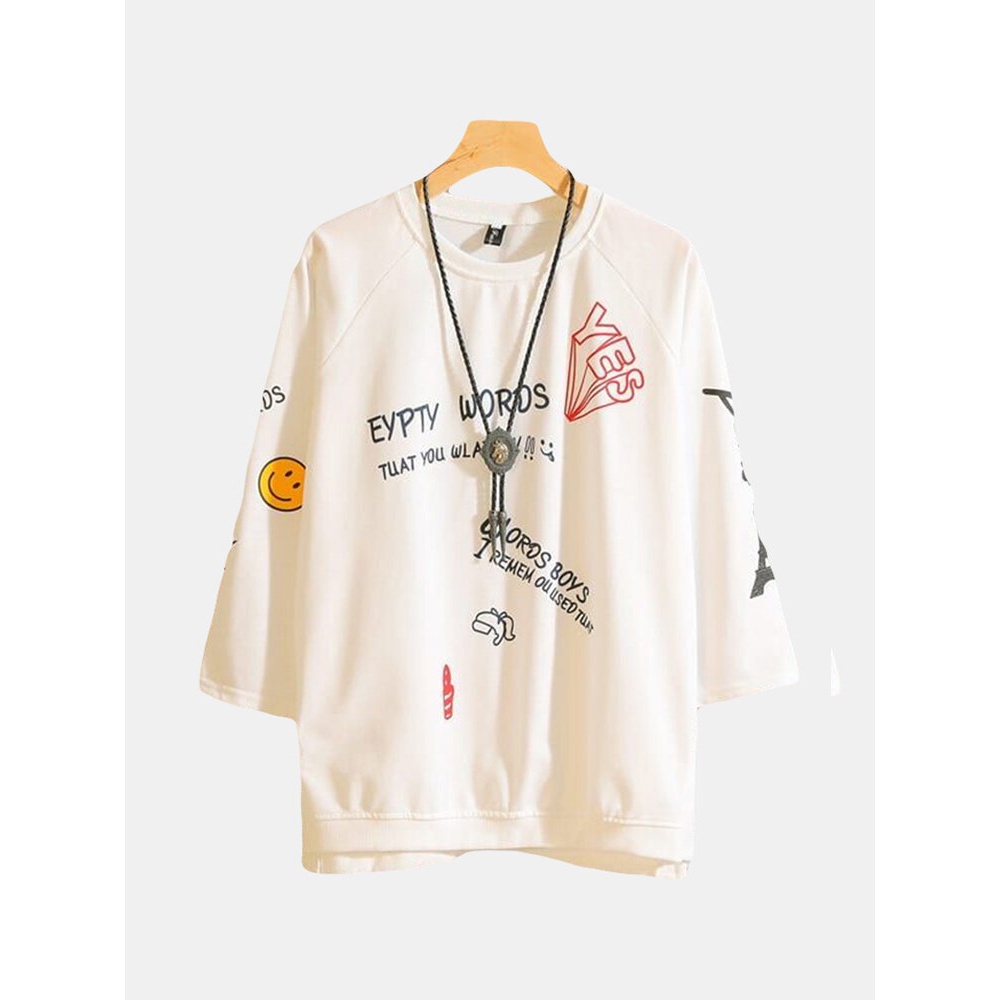 Man New Trend Elbow Sleeve T-shirts - XS White