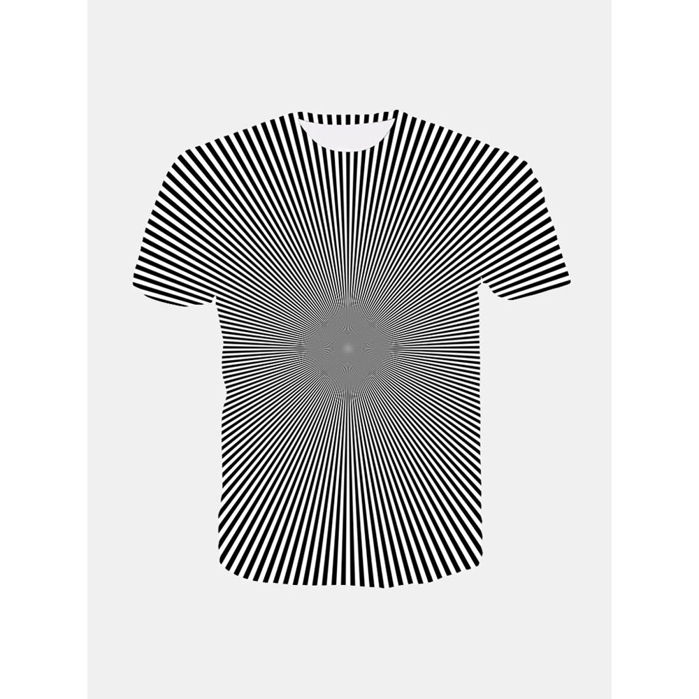 Men fashion Digital Printing Short-sleeved T-shirts - XL Black