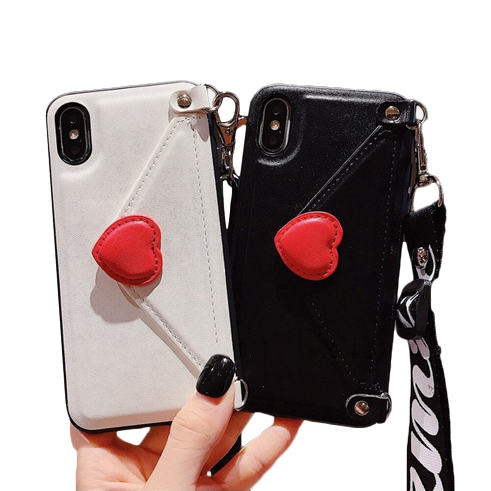 Creative Envelope Pattern PU Leather Protective Case with Strap Card Slot for iPhone X / XS / XR / XS Max / 6 / 7 / 8 / 6S Plus / 6 Plus / 7 Plus / 8 - Image 2