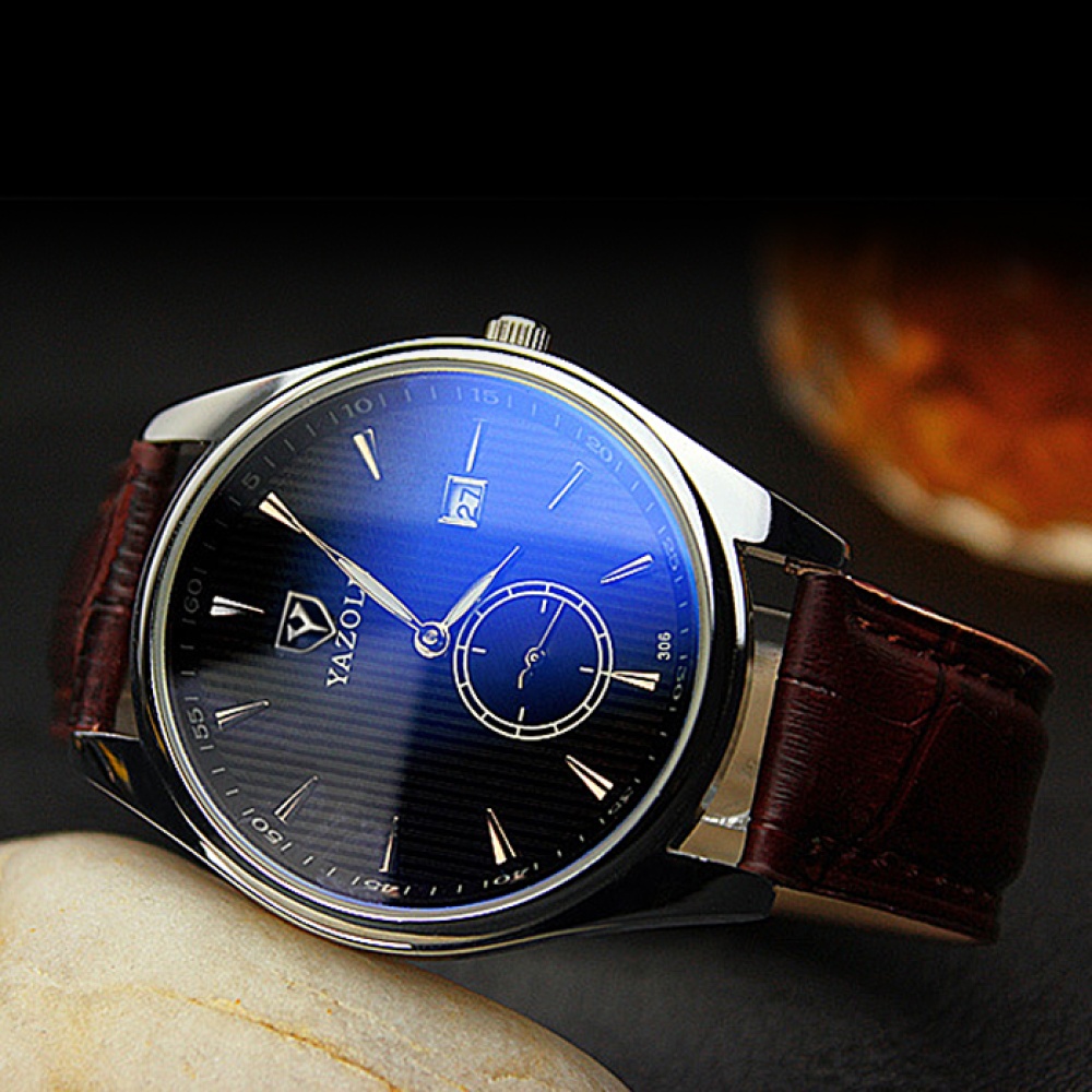 Business Style Fashion Luminous Calendar Lovers Watch Male brown dial black belt - Image 4