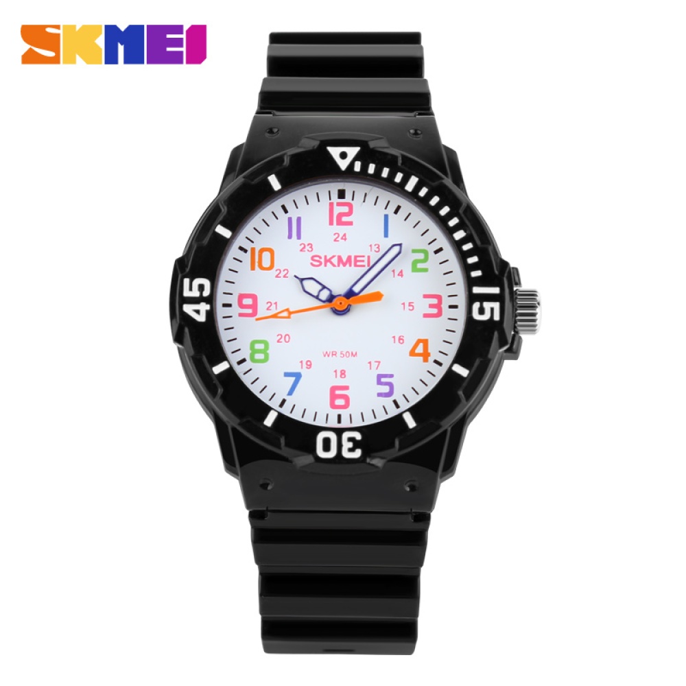 SKMEI Kids Quartz Pointer Sports Wrist Watch Fashionable Waterproof Jelly Color Student White - Image 3