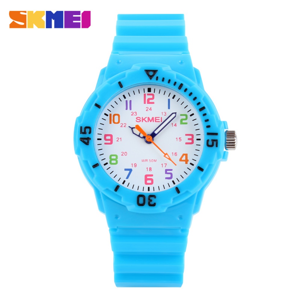 SKMEI Kids Quartz Pointer Sports Wrist Watch Fashionable Waterproof Jelly Color Student White - Image 4