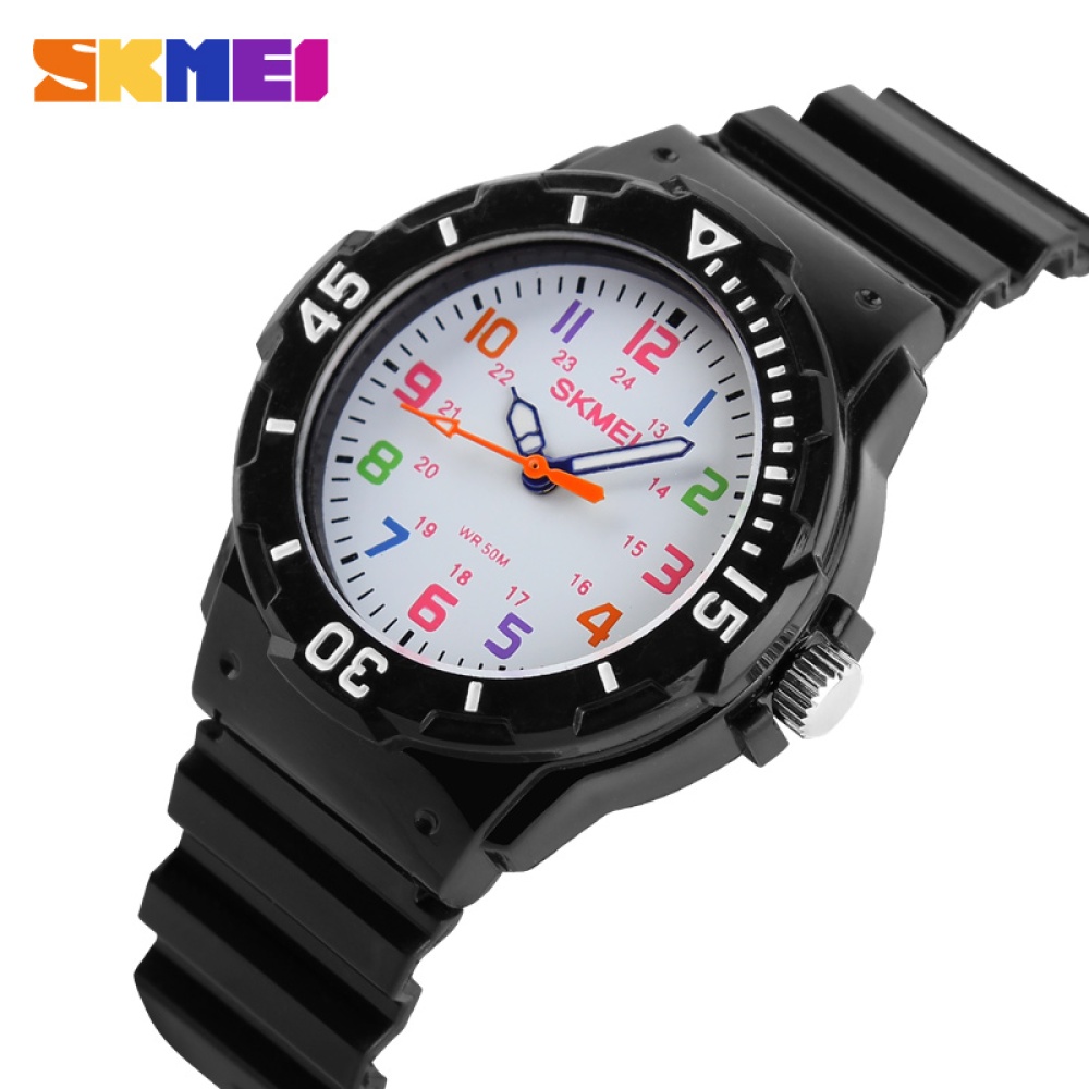 SKMEI Kids Quartz Pointer Sports Wrist Watch Fashionable Waterproof Jelly Color Student White - Image 2