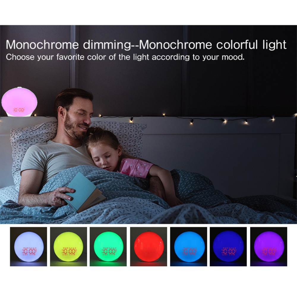 Led Sunrise Alarm Clock 14 Light Modes 16 Million Colors Rechargeable Display Desk Lamp Atmosphere Night 5W - Image 3