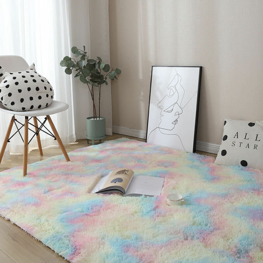 Rectangle Multicolor Fluffy Polyester Anti-slip Area Rug Floor Mat Carpet Home - 50*80cm - Image 2