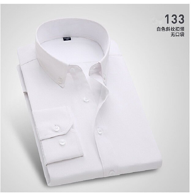 Men's New Year Shopping Mall With The Basic Business Casual White Long-sleeved Shirt Shirt Men's Collar - 44 KL133 - Image 2