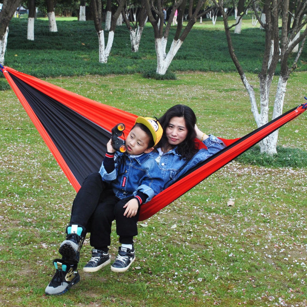 IPRee® 270x140CM Outdoor Portable Double Hammock Parachute Hanging Swing Bed Camping Hiking - Yellow+Black - Image 2