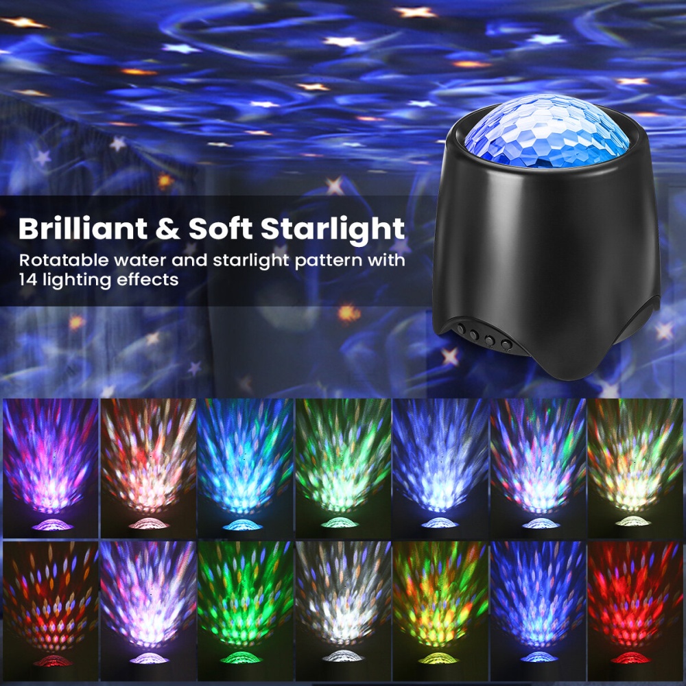 Elfeland USB RGB LED Galaxy Projector Light Starry Sky Ocean Music Night Light with Remote Control - Image 2