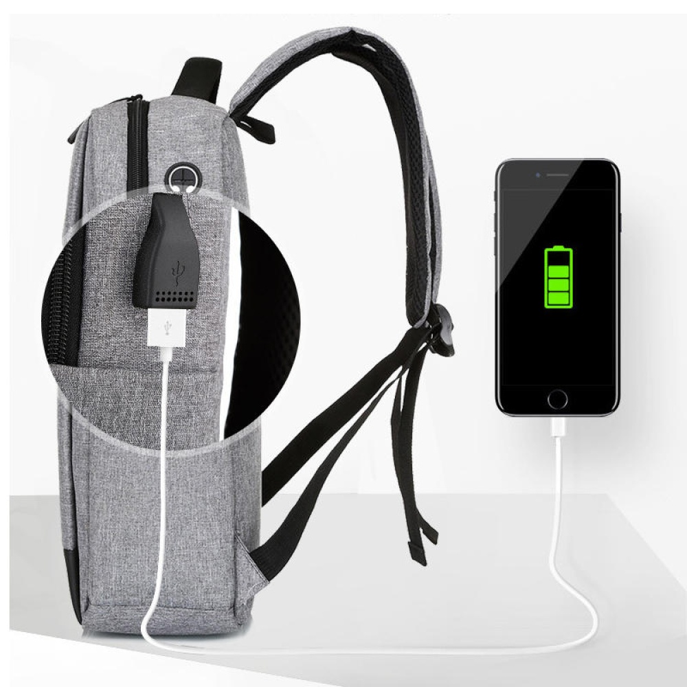 15.6" Anti-theft Backpack Laptop Notebook Travel School PC Bag With USB Charger Port - Black - Image 2