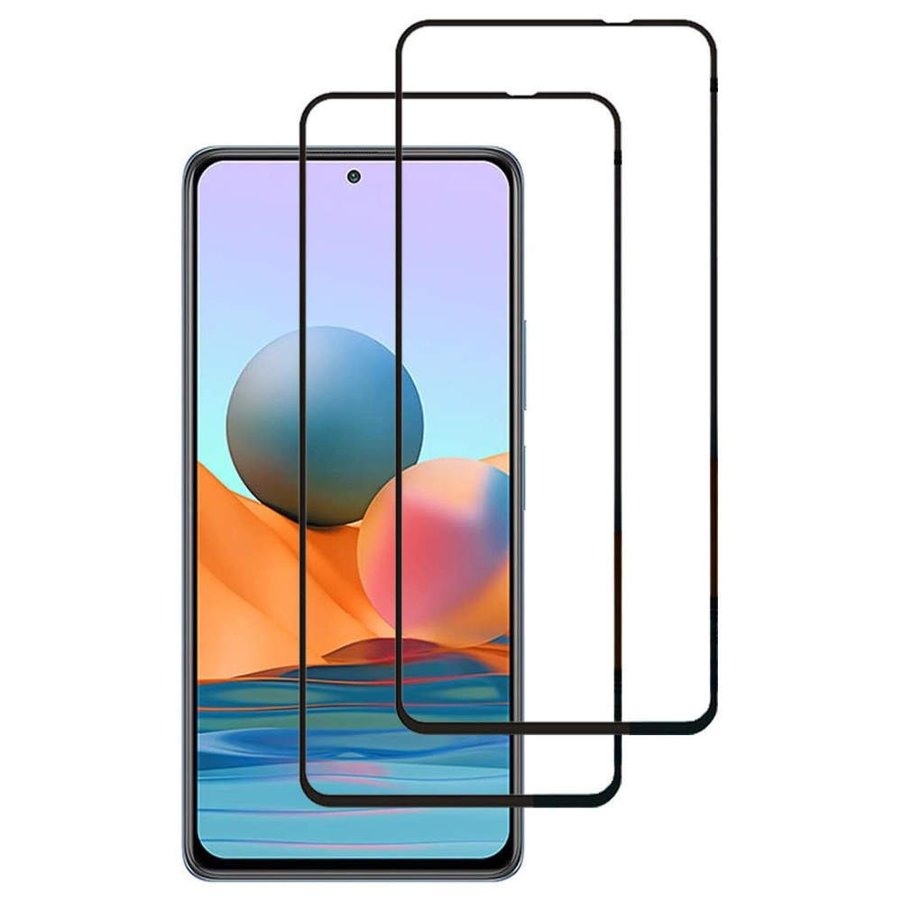 for Xiaomi Redmi Note 10 / Xiaomi Redmi Note 10S Accessories Set 2Pcs 9H Anti-Explosion Full Glue Full Coverage Tempered Glass Screen Protector + 2P - Image 2