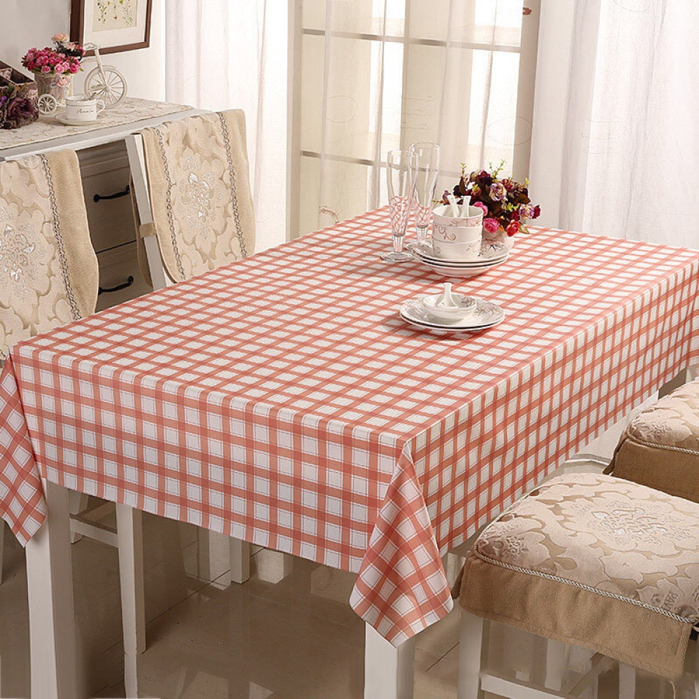 PVC Tasteless Waterproof Tablecloth Transparent Soft Glass Table Mat Stripe Grid Printing - 90cm x 137cm 01 - Image 2