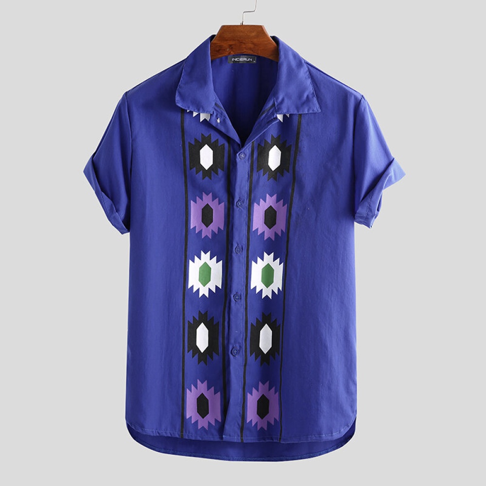 Mens Summer Short Sleeve Funny Designer Printed Shirts - S Red