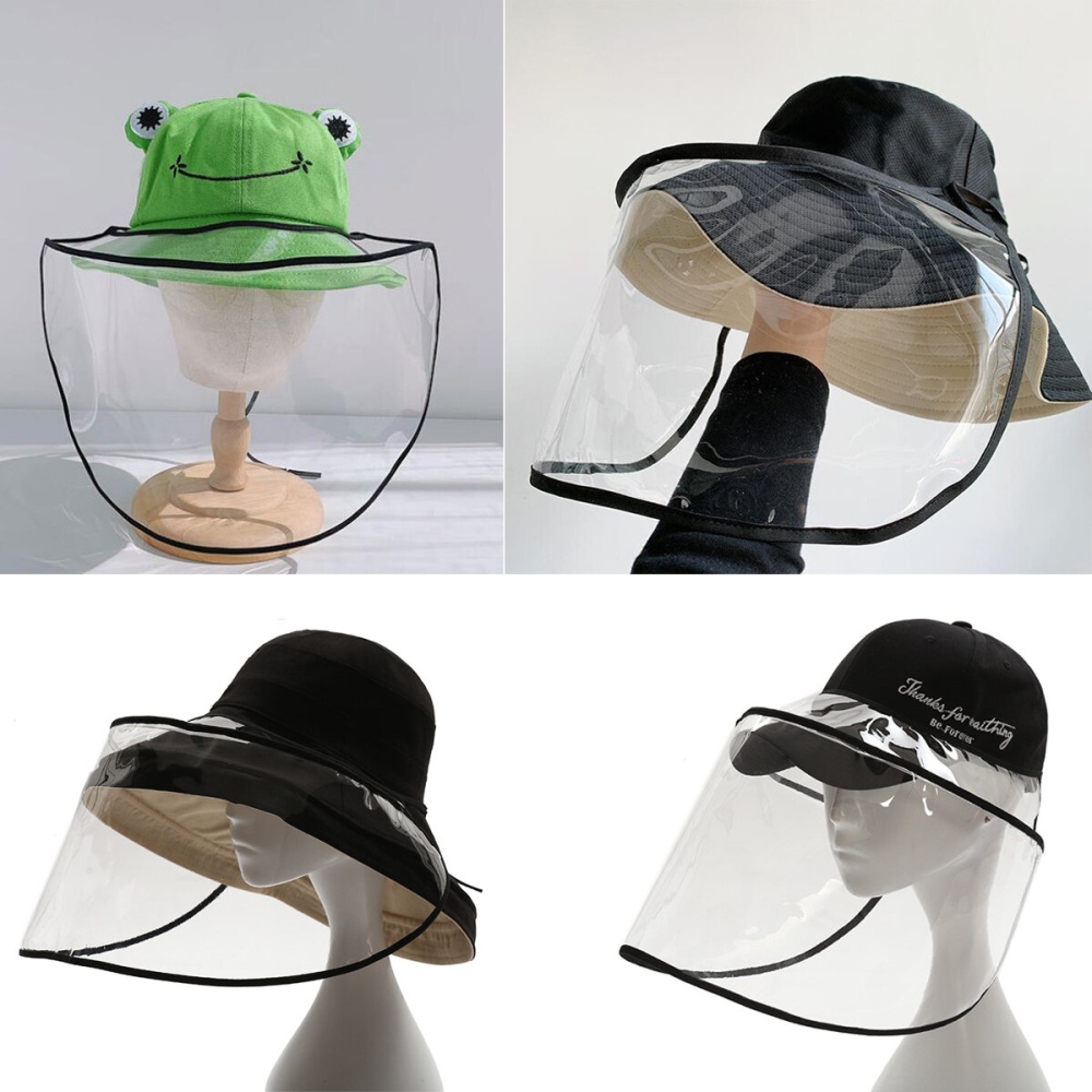 PVC Transparent Breathable Splash-proof Dustproof Full Face Mask Disassembleable For All Hats Fishman Hats Anti-fog Anti-spit Face Shield - Adult