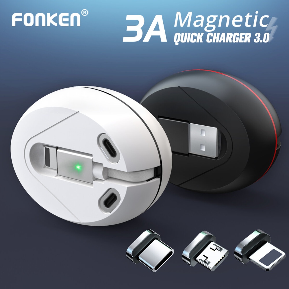 FONKEN Telescopic Magnetic 3 in 1 USB Type C Micro USB Data Cable for Samsung Galaxy S20 Ultra Huawei P40 OnePlus 8 ASUS ZenFone Max Pro (M1) ZB602KL - Image 2