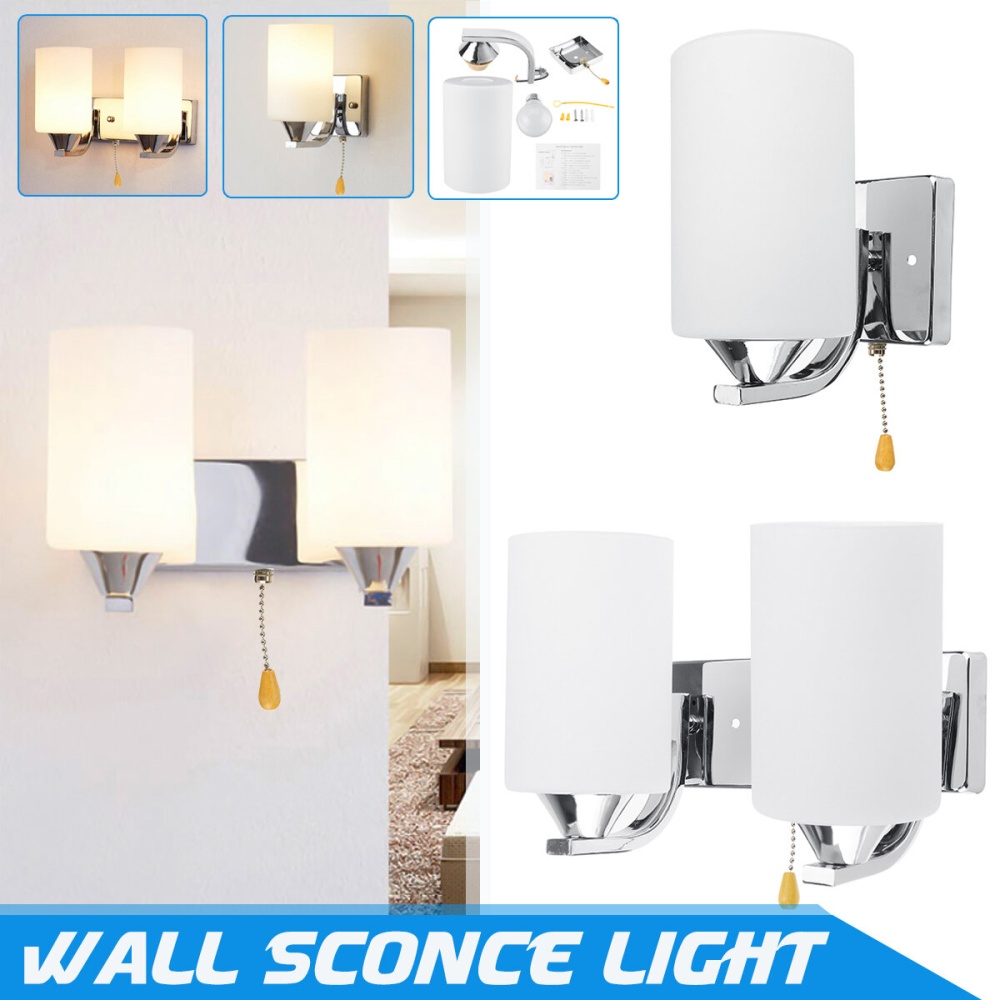 Glass Wall Light Indoor Sconce Lighting Bedside/Aisle Lamp Fixture + LED Bulb - #1