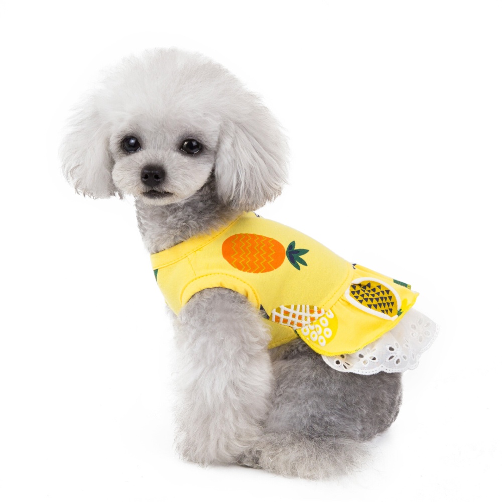 Pineapple Pattern Pet Skirt Spring And Summer Cat And Dog Clothes - L White - Image 2