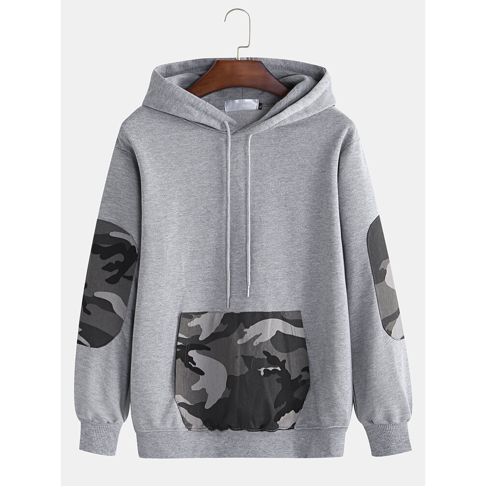 Mens Casual Hooded Color Block Thick Drawstring Long Sleeve Sweatshirt - 3XL Black