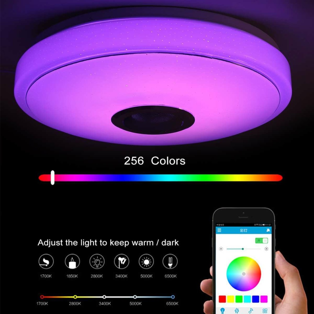 Modern RGB LED Ceiling Lamp Home Lighting APP bluetooth Music Light Bedroom Lamp Smart Ceiling Light + Remote Control - 33cm - Image 2