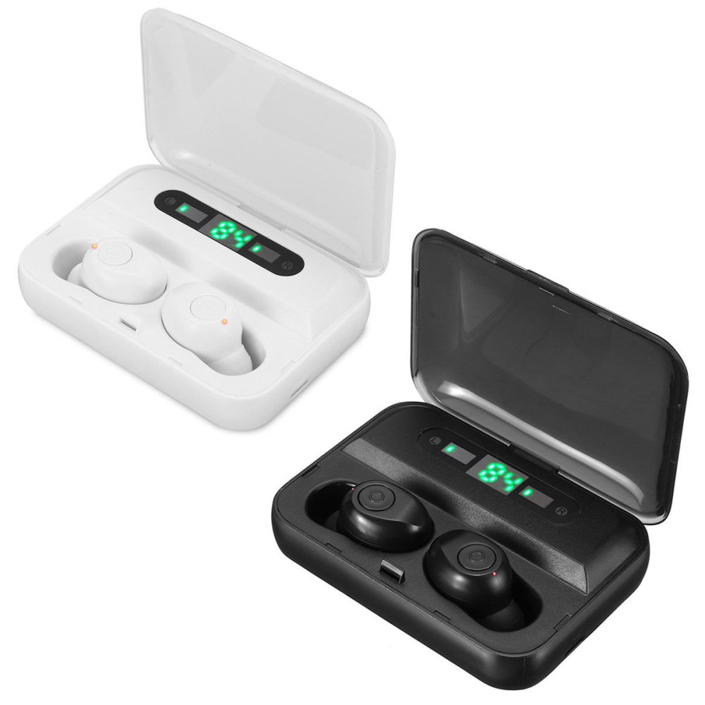 F9 bluetooth 5.0 TWS Headset LED Double Digital Display Graphene Earphone HiFi Noise Cancelling Headphone - White - Image 2