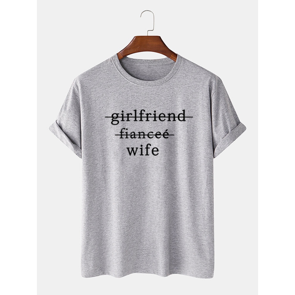 Mens 100% Cotton Funny Slogan Print Simple Short Sleeve T-Shirts - S #01