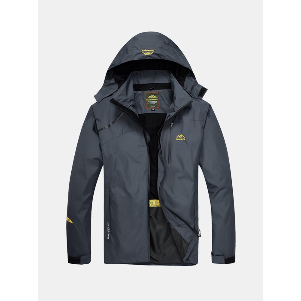 Mens Hiking Sport Waterproof Hooded Outdoor Jacket - L Army Green