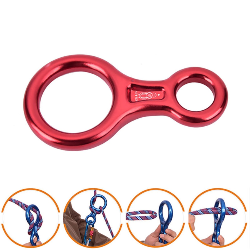 XINDA TP-8601P 35KN Outdoor Rock Climbing Rappelling Slow Descender Belay Rescue Gear Equipment Abseiling Ring - Red