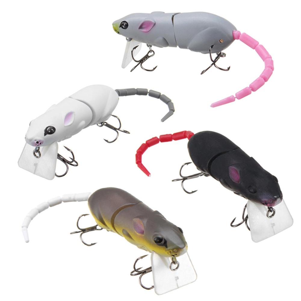 25cm 15.5g Jointed Rat Fishing Lure Mouse Floating Crankbait Sea Topwater 3D Eyes Artificial Baits - White - Image 2