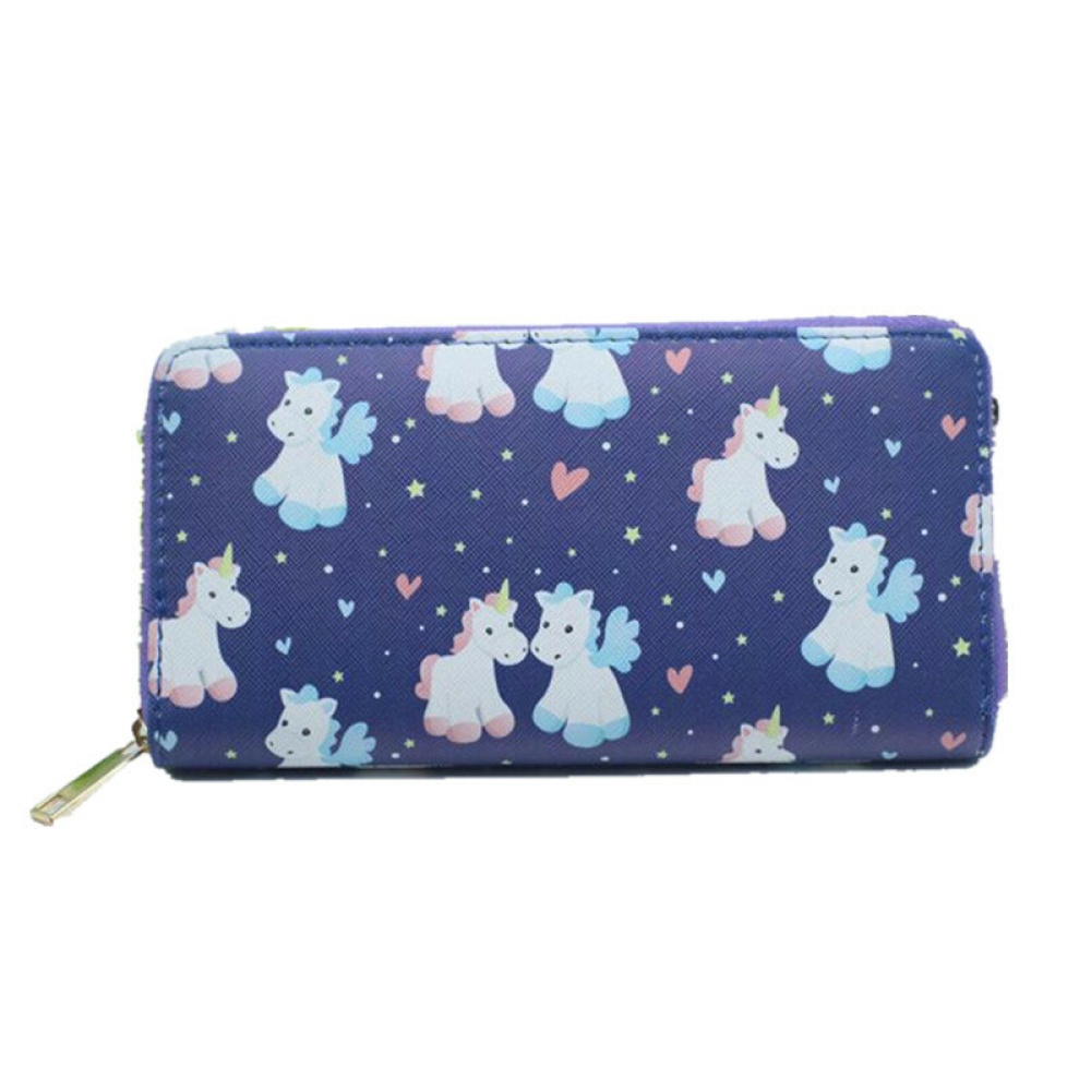 Multifunctional Women Pattern Zipper Bag Long Wallet Purse Phone Case for iPhone Samsung Xiaomi Non-original - Navy - Image 2