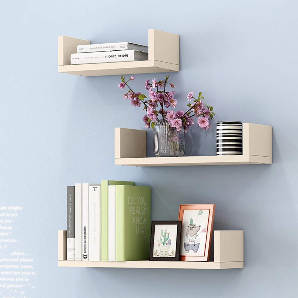 Wall Shelf Bedroom Simple Modern Living Room Wall Shelf Creative Bookshelf with Free Punch - Wood - Image 2