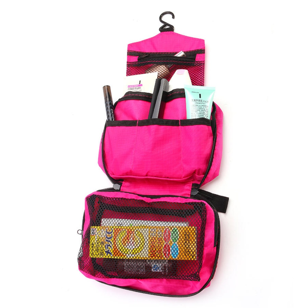 Waterproof Portable Makeup Travel Toiletry Organizer Hanging Wash Cosmetic Bag - Rose - Image 2