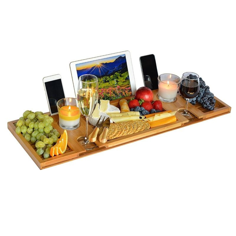 Bamboo Bathtub Caddy Tray with Reading Rack/Tablet Holder/Cellphone Tray/Wine Glass Holder - Image 2