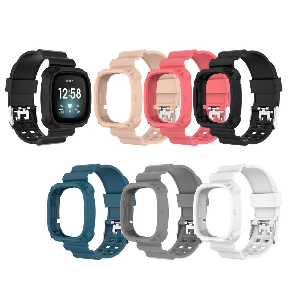 Bakeey Silicone Watch Strap Watch Cover Case pour Fitbit Versa 3 Sense Watch - Noir