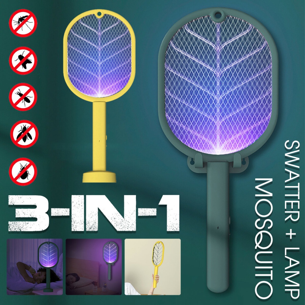 Bakeey 3-In-1 Electric Mosquito Swatter 368mm ultraviolet light LED Lamp Mosquito Killer - Yellow