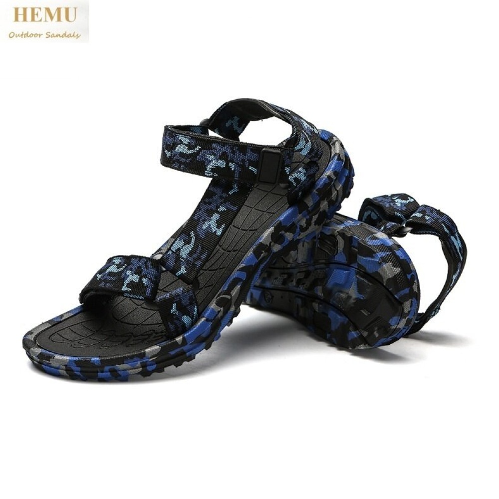 HEMU Men Sandals Breathable Non-slip Massage Outdoor Leisure Beach Sandals Slipper - 7.5 Blue - Image 2