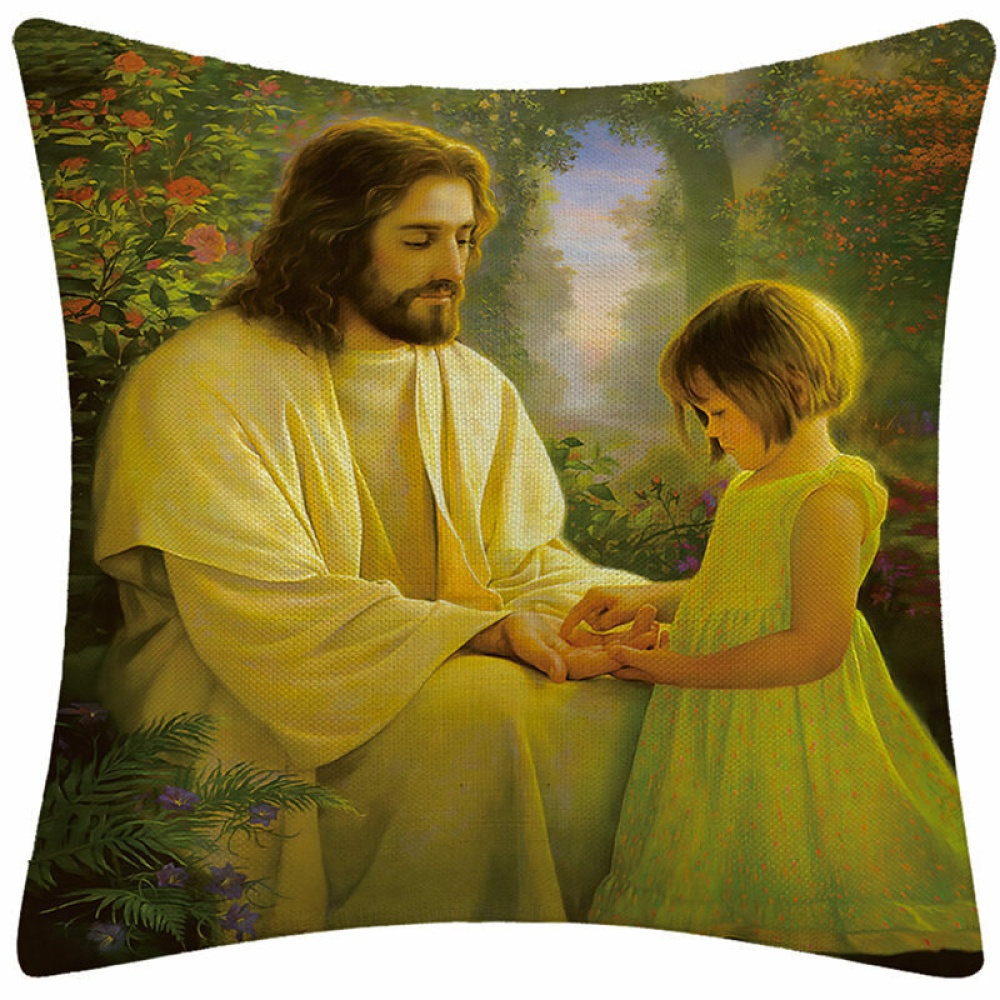 Oil Painting Pillow Case Christian Jesus Pillow Case Cushion Cover - Type A - Image 2