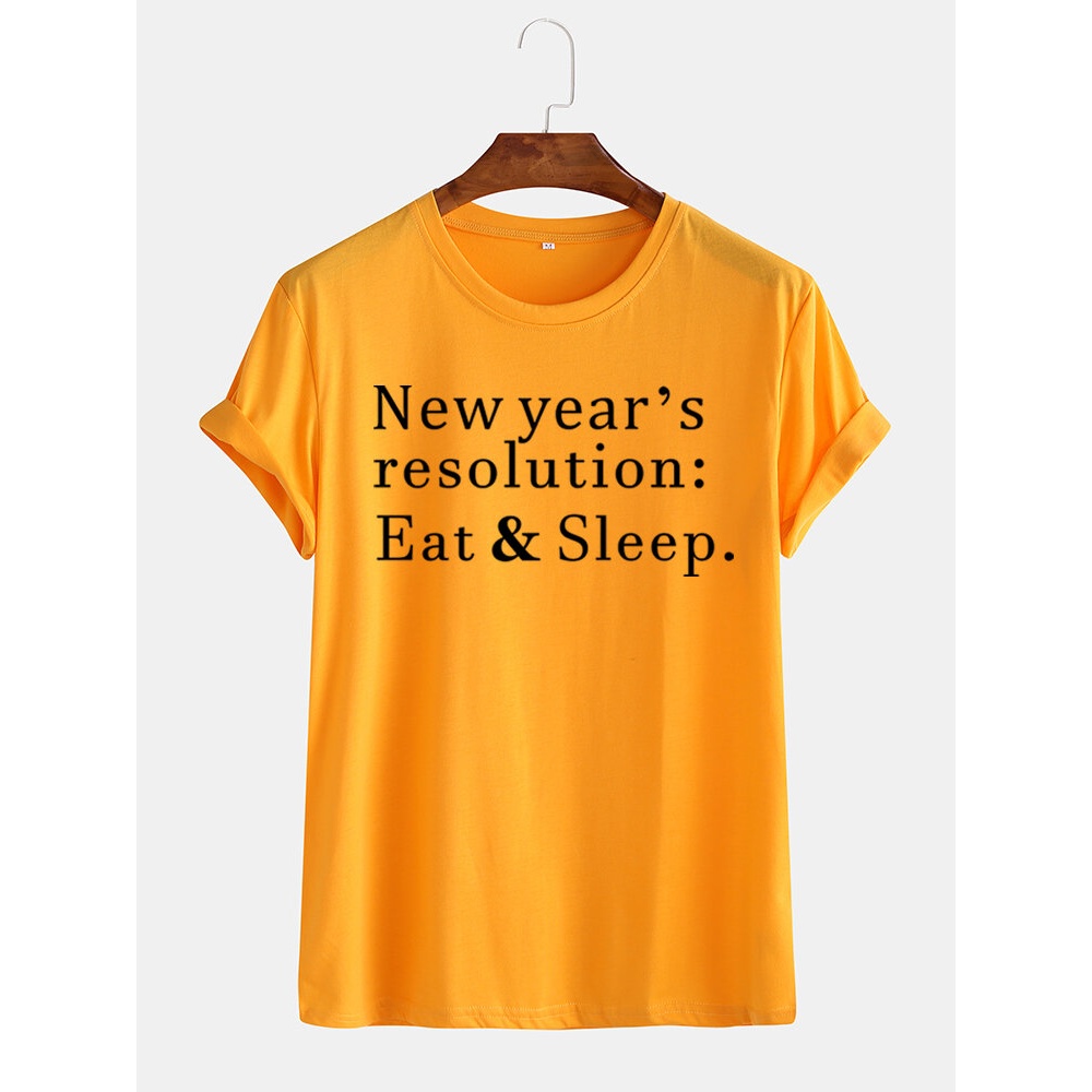 Mens Breathable Slogan Short Sleeve Round Neck Casual T-Shirts - White M