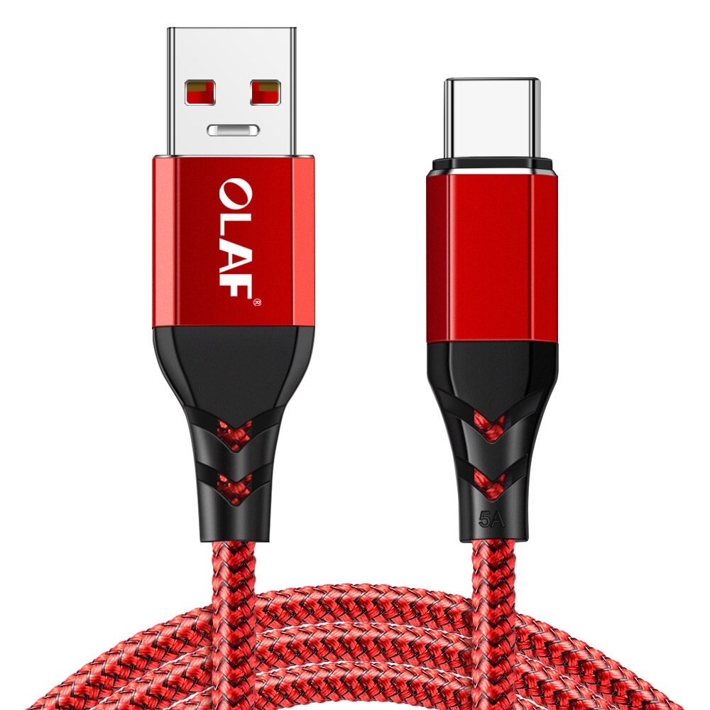 OLAF 5A Data Cable USB Type-C Fast Charging For Huawei P30 P40 Pro Mi10 OnePlus 8Pro - Black 1.8M - Image 2