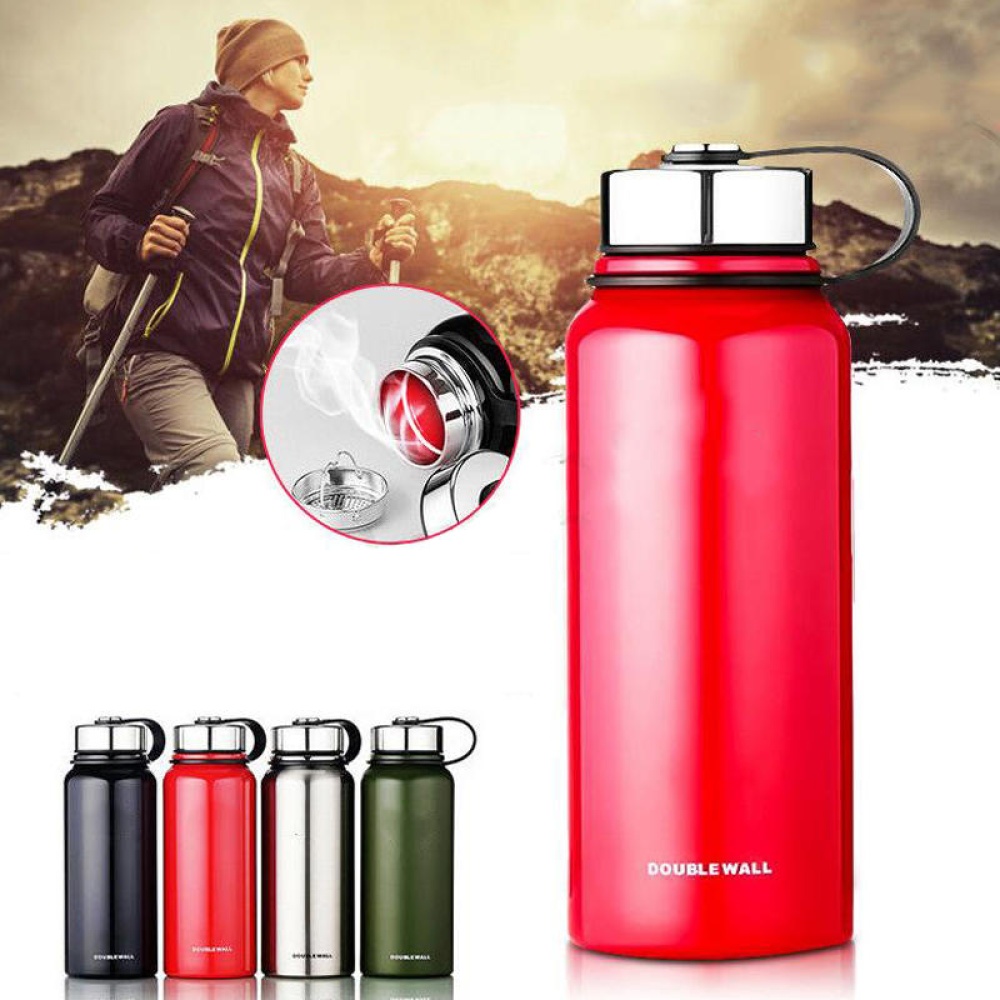 IPRee® 1100ml Outdoor Portable Vacuum Insulated Water Bottle Double Walled Stainless Steel Drinking Cup Sports Travel - Silver - Image 2