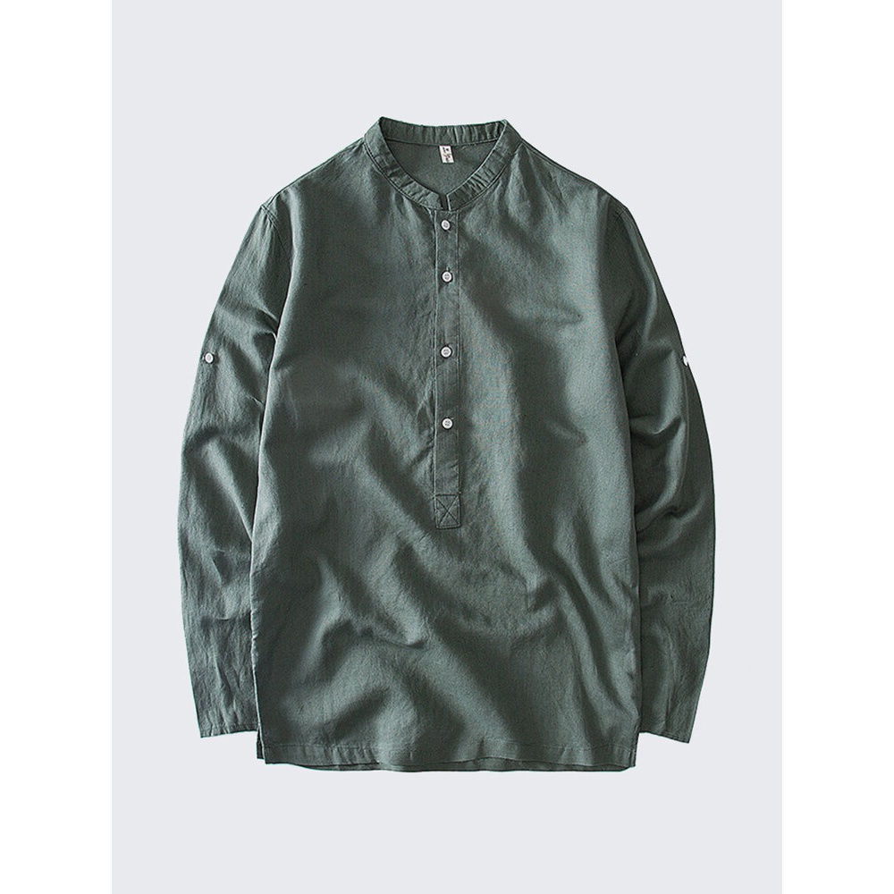 Casual Linen Chinese Loose T Shirt - 2XL White