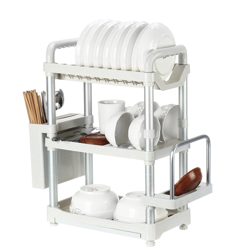 Kitchen Dish Drying Rack Organizer Fork Spoon Bowl Holder Drain Shelf Drainer