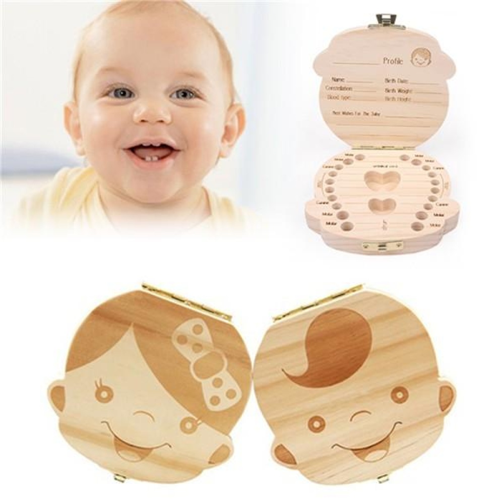 Baby Milk Teeth Wooden Storage Case Save Box Hair Holder Organizer for Girl Boys New Tooth Organizer - 1