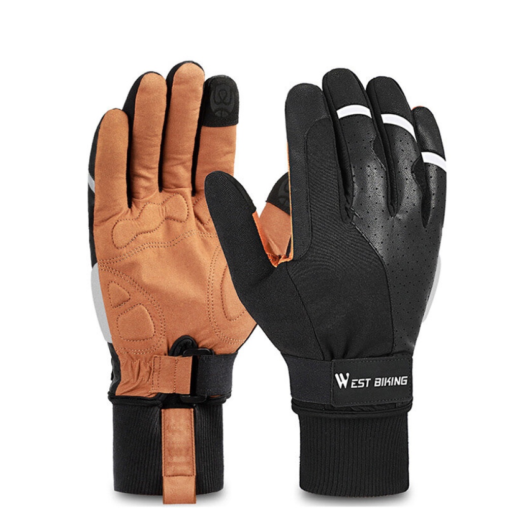 WEST BIKING Cycling Gloves Winter Plush Bike Gloves Biking Touch Screen Warm Glove Riding Portable Dustproof Cycling Accessories - L - Image 2